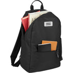 Wink Recycled Laptop Backpack, 15 Inch Embroidery - Black - Propped
