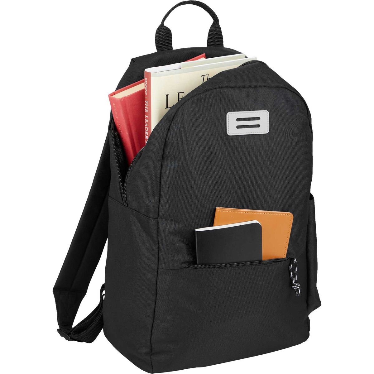 Wink Recycled Laptop Backpack, 15 Inch Embroidery - Black - Propped