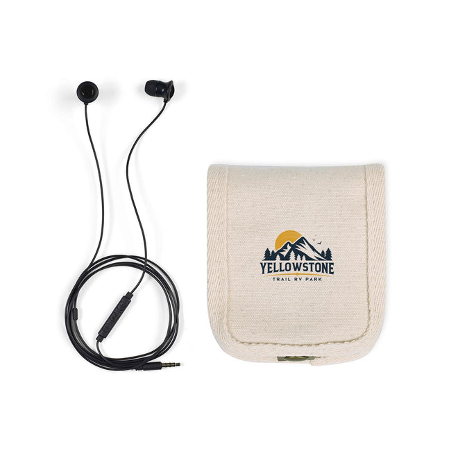 Wired Travel Earbuds with Canvas Pouch Full Color
