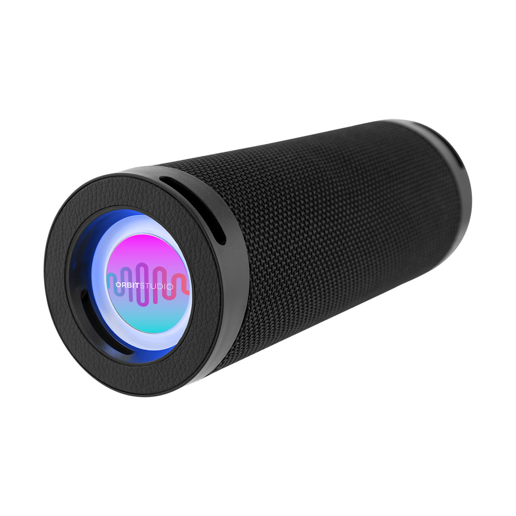 Wireless Barrel Speaker with Flashlight - Black - Full Color