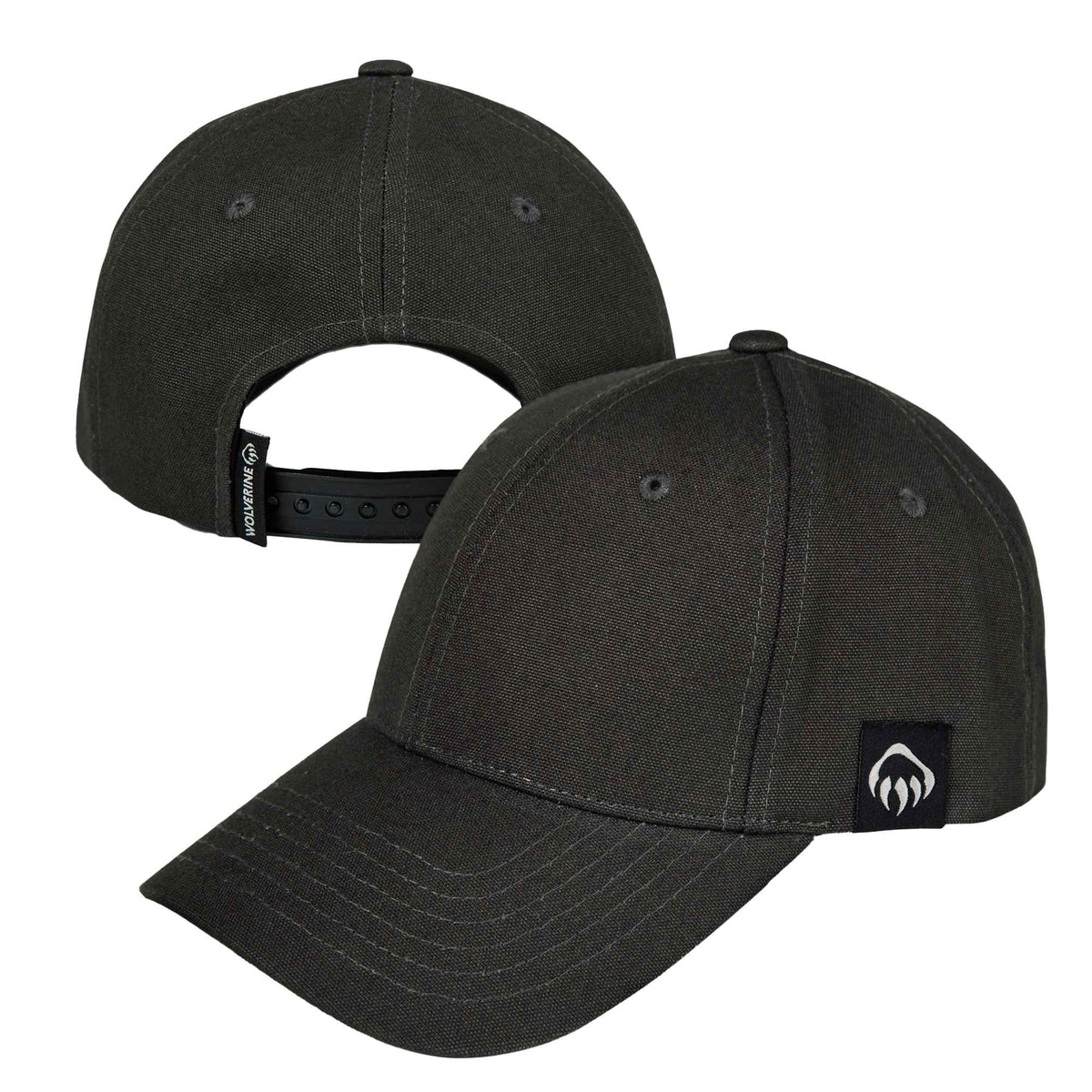 Wolverine Six Panel Cap, Grey Claw Label Embroidery - Onyx - Right Angle