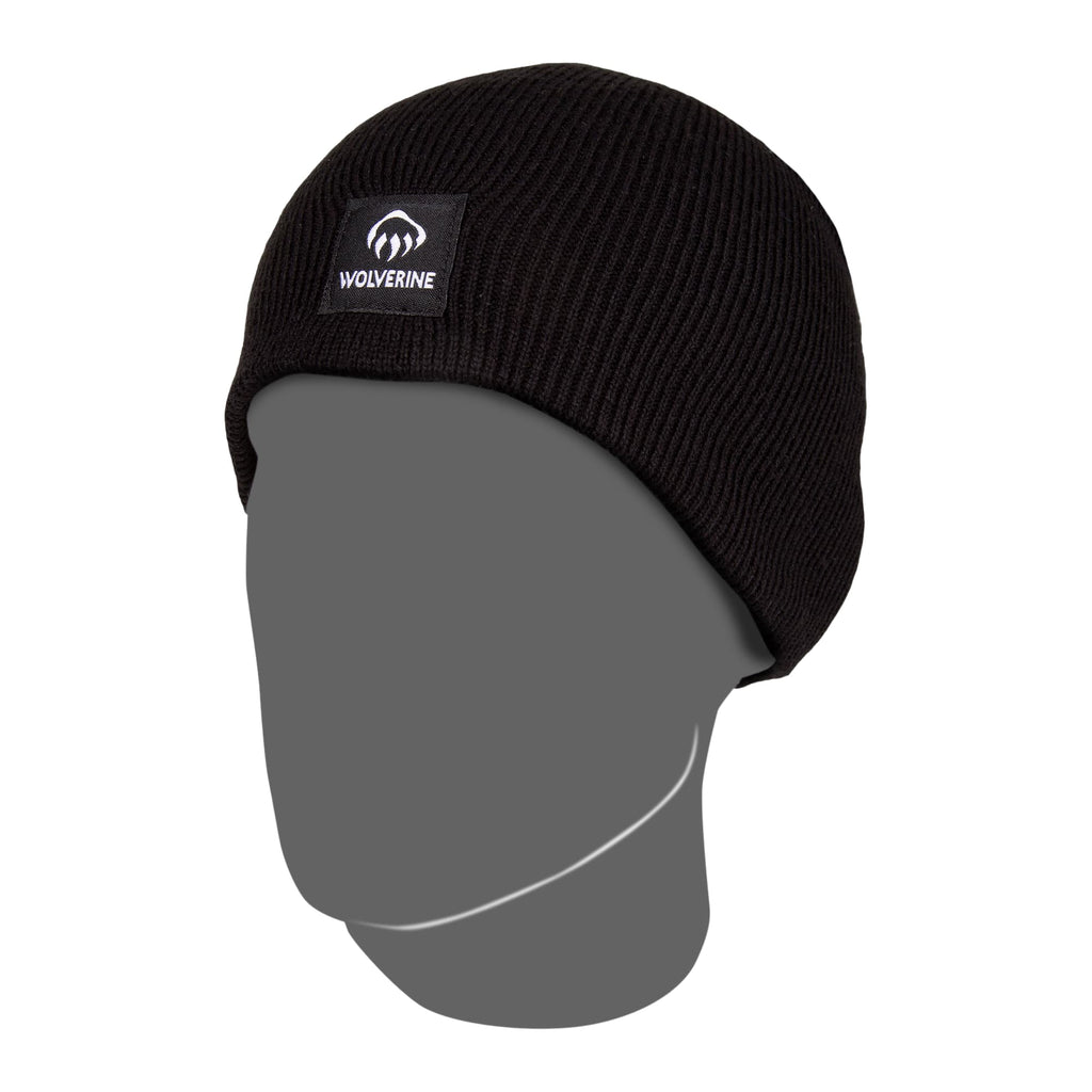 Wolverine Stretch Knit Work Beanie Embroidery - Black - Left Angle