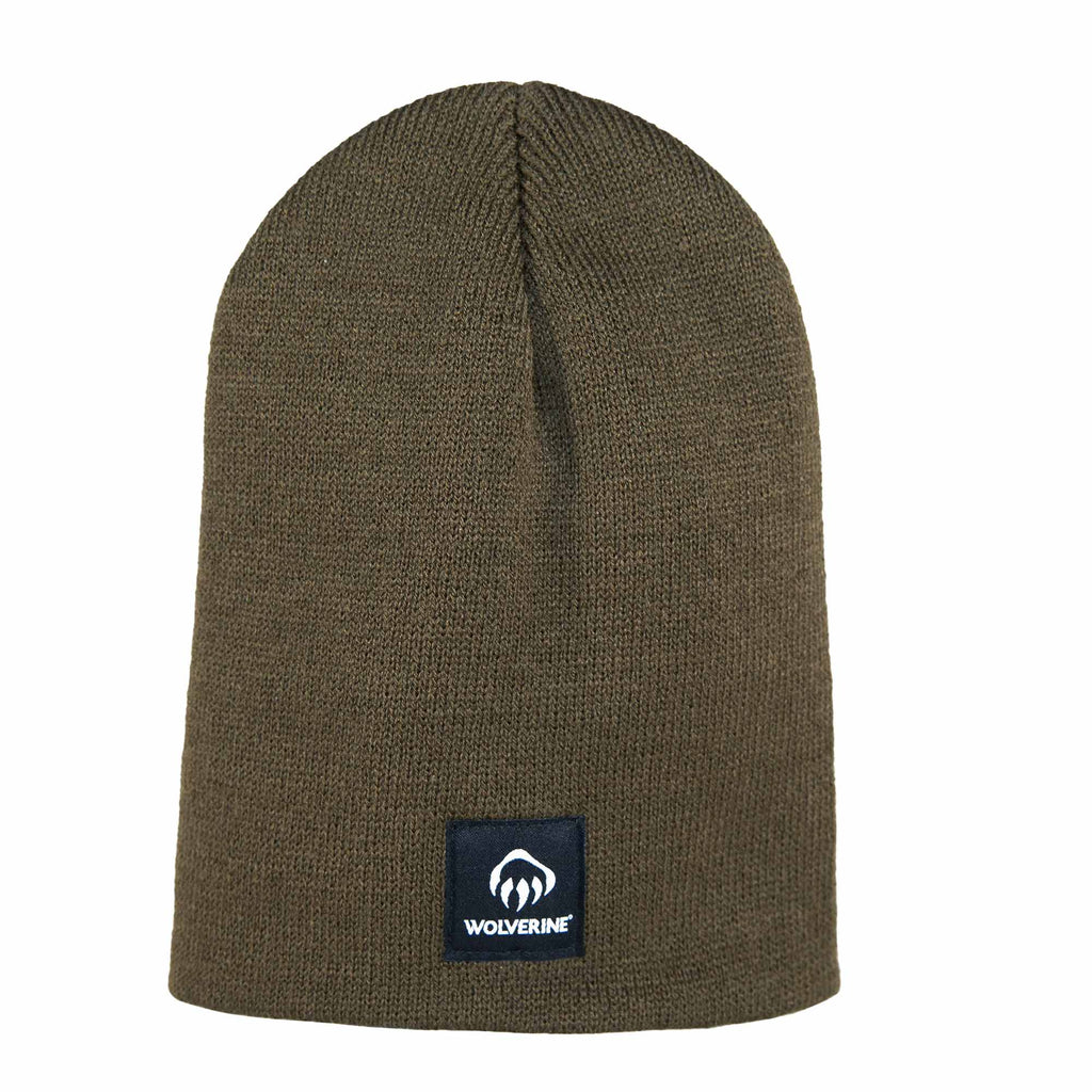 Wolverine Stretch Knit Work Beanie Embroidery - Dark Olive - Front