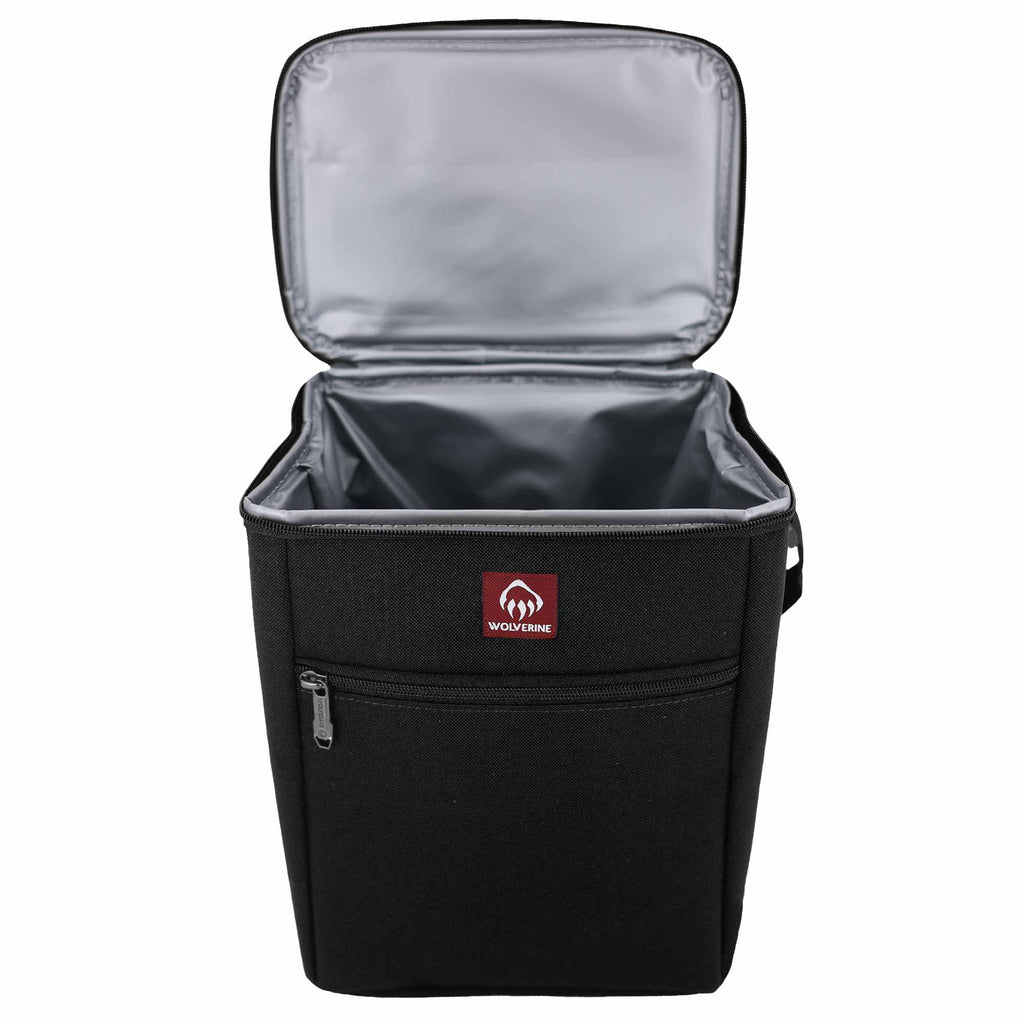 Wolverine Vertical Canvas Cooler for 12 Cans Transfer - Black - Open Front 2