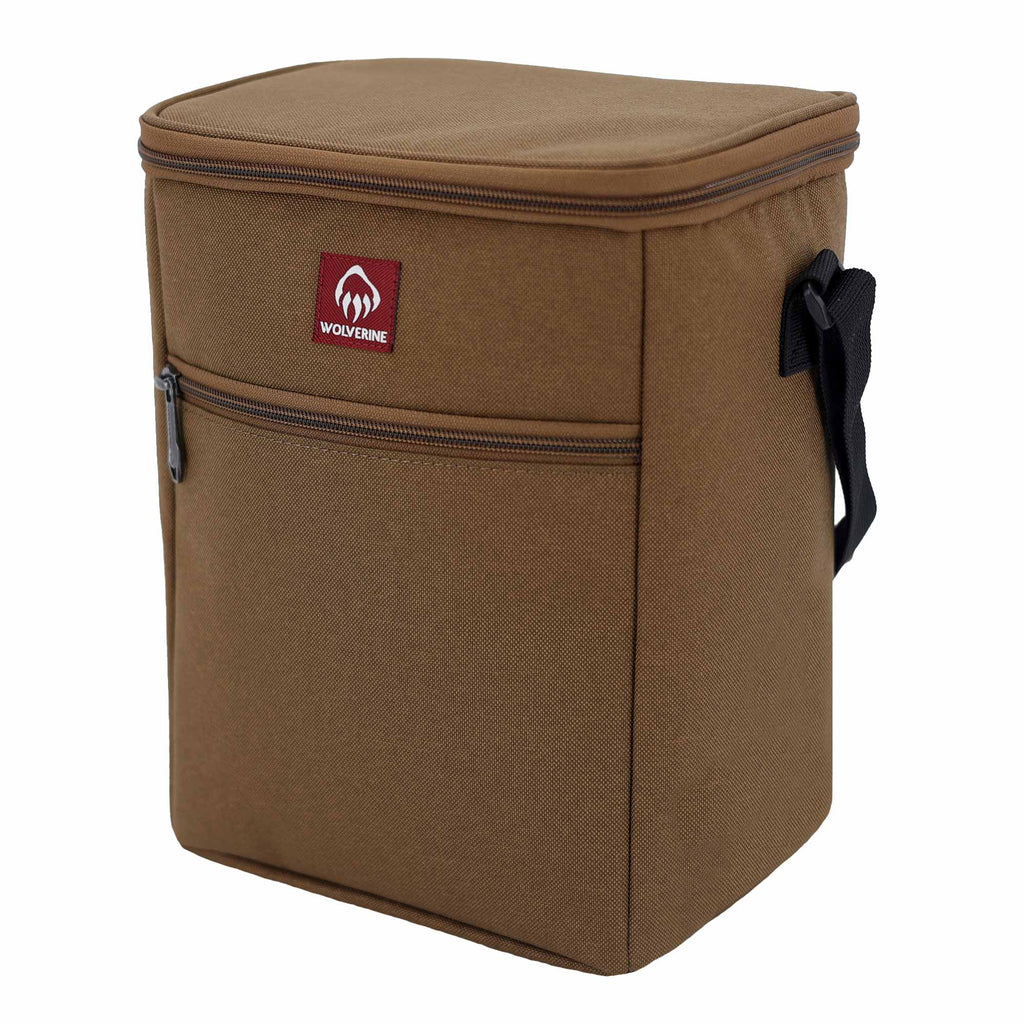 Wolverine Vertical Canvas Cooler for 12 Cans Transfer - Chestnut - Left Angle