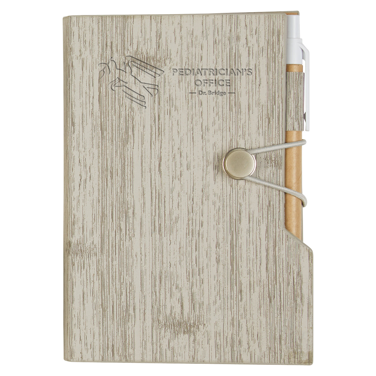 Woodgrain Notebook with Sticky Notes and Flags Debossing - Gray - Debossing