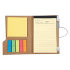 Woodgrain Notebook with Sticky Notes and Flags Debossing - Gray - Open