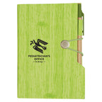 Woodgrain Notebook with Sticky Notes and Flags Debossing - Lime Green - Silk Screen