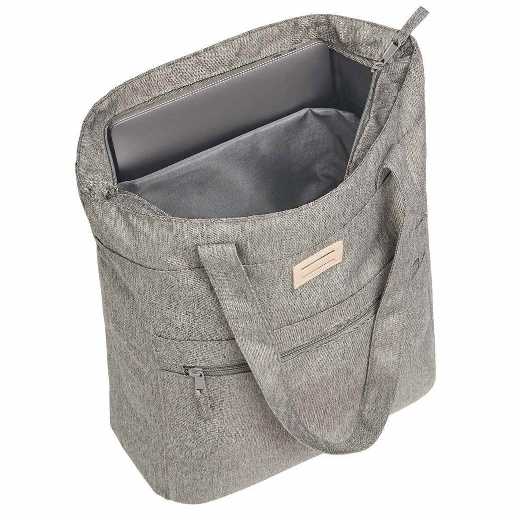 Work Anywhere Laptop Tote in Recycled Polyester - Gray - Right Angle 3
