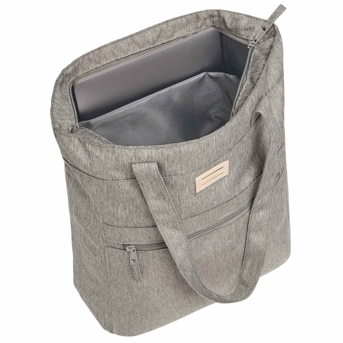 Work Anywhere Laptop Tote in Recycled Polyester - Gray - Right Angle 3