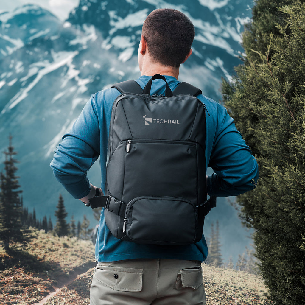 Yosemite Backpack with Removable Belt Bag in Recycled PET - Black - Lifestyle_Silkscreen
