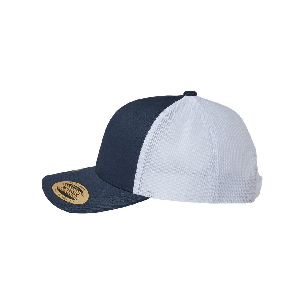 YP Classics Sustainable Retro Trucker Cap Full Color - Navy/ White - Direct Side