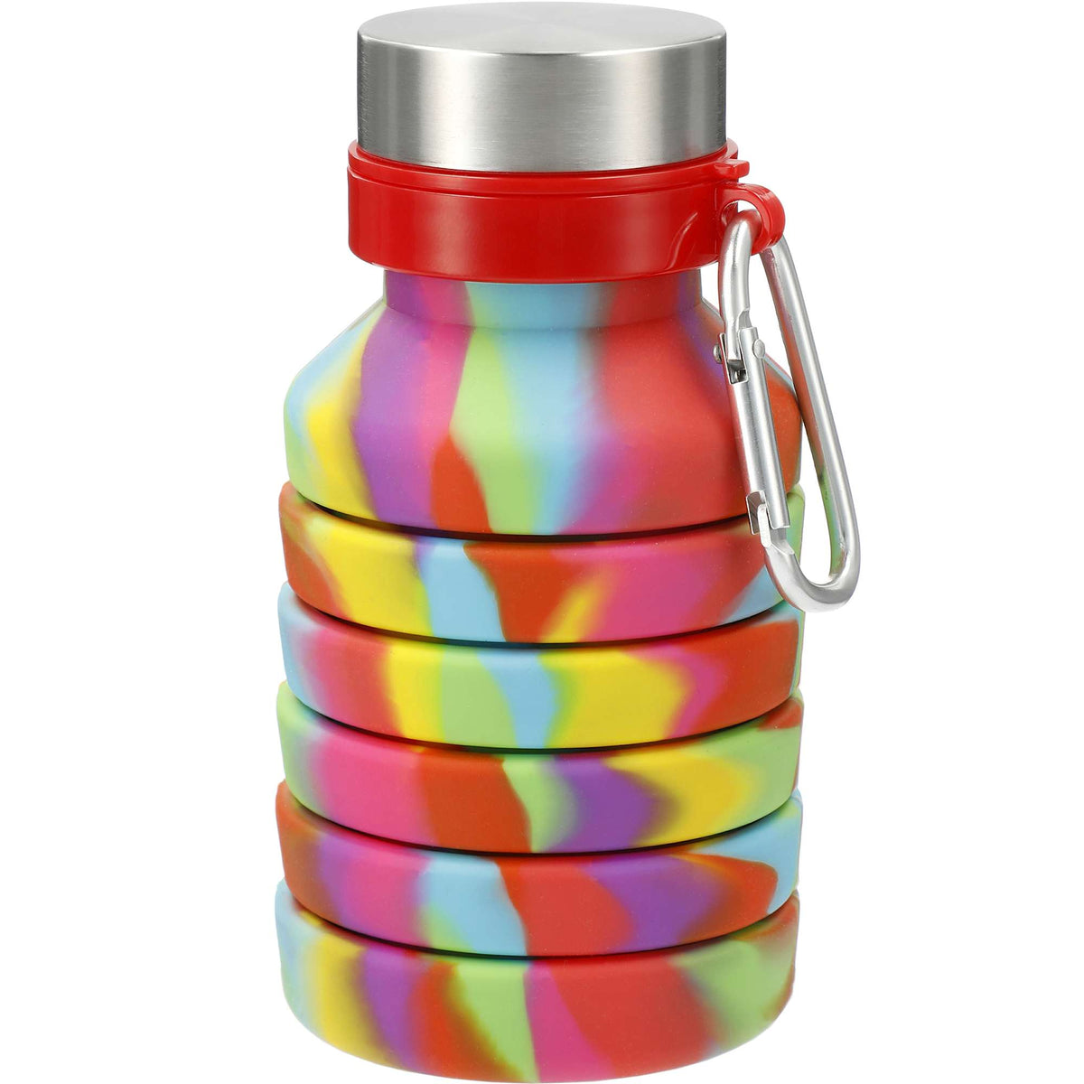 Zigoo Collapsible Silicone Bottle, Tie Dye, 18 oz Full Color - TIE-DYE - Front Collapsed 2