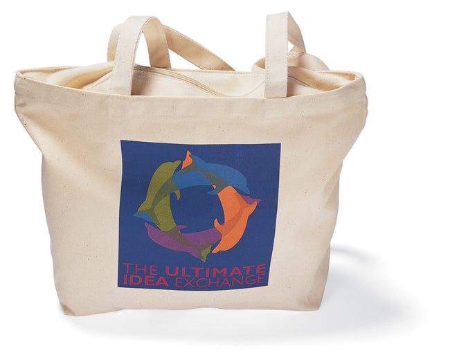 Zip Top Cotton Canvas Convention Tote Embroidery