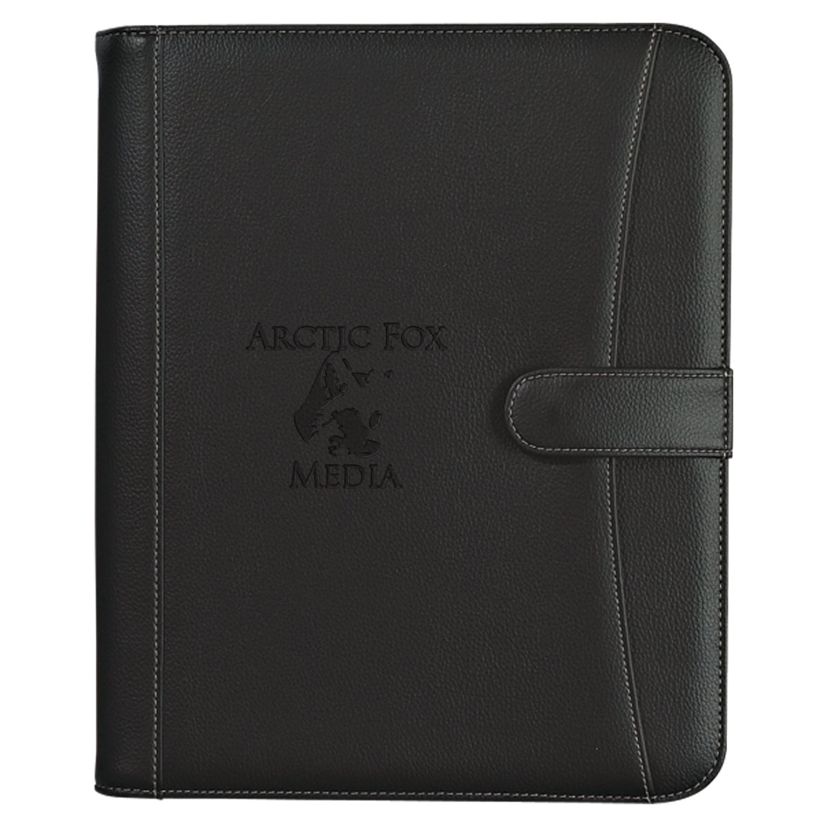 Zippered Portfolio and Calculator in Pebble Grain Debossing - Black - Debossing